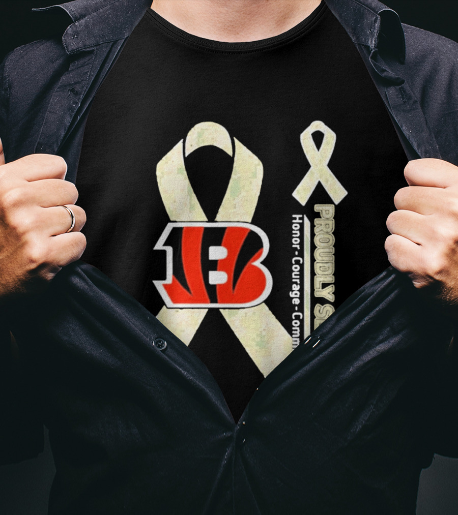 Cincinnati Bengals Honor Courage Commitment Proudly Served Ribbon T-Shirt