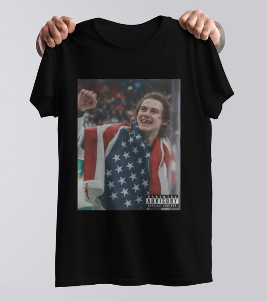 Parental Advisory USA Flag Jack Hughes Lost Teeth T-Shirt
