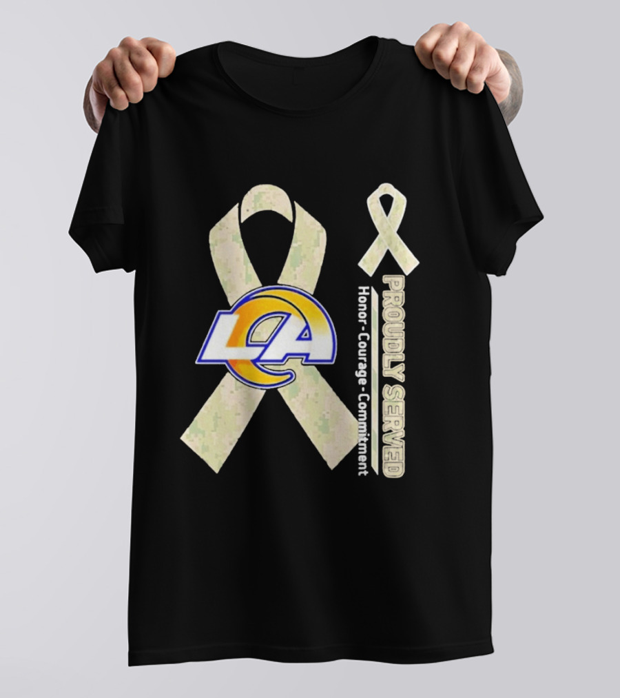 Los Angeles Rams Proudly Served Honor Courage Commitment Ribbon T-Shirt