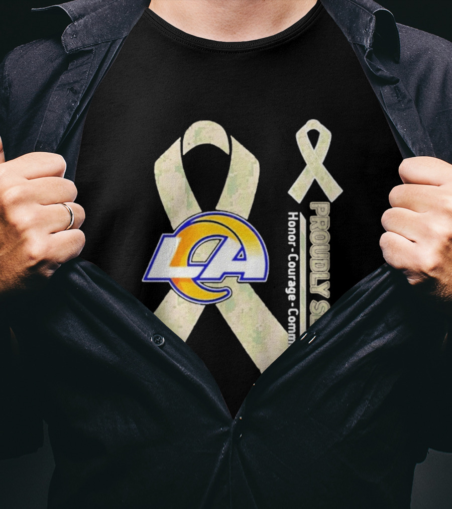 Los Angeles Rams Proudly Served Honor Courage Commitment Ribbon T-Shirt