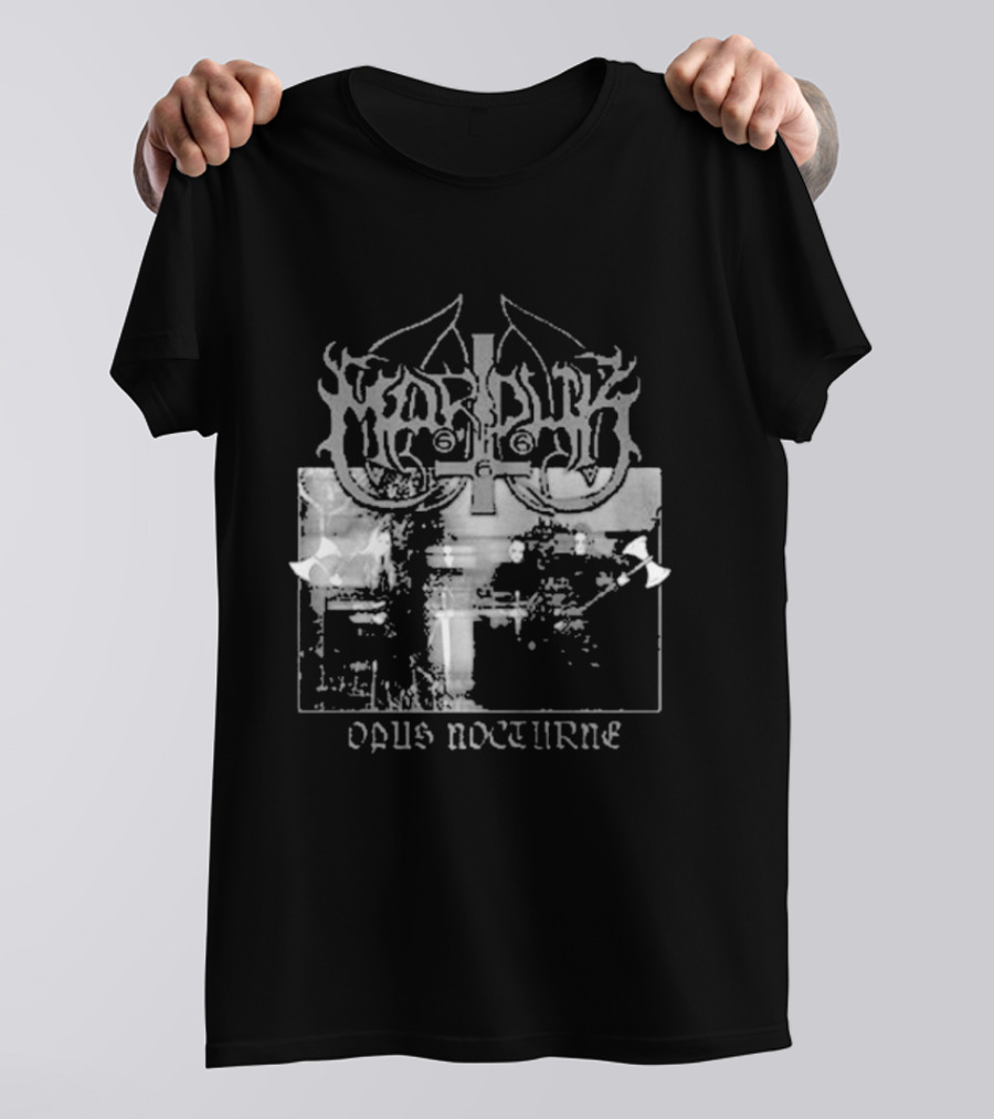 Marduk Opus Nocturne Album Cover With Cross And Inverted Pentagram T-Shirt