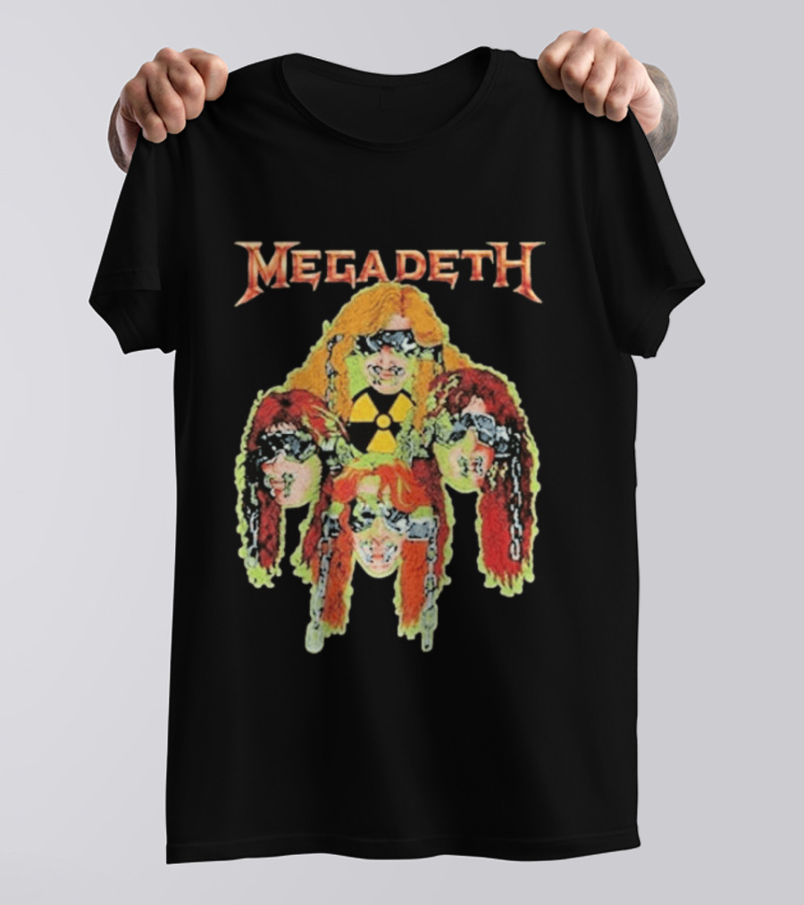 Megadeth Nuclear Glow Radiation Symbol Heads Chains T-Shirt