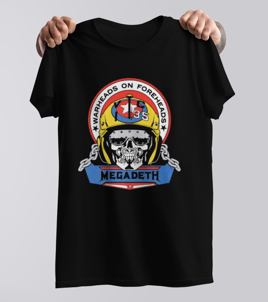 Megadeth Warheads On Foreheads Military Helmet Skull T-Shirt