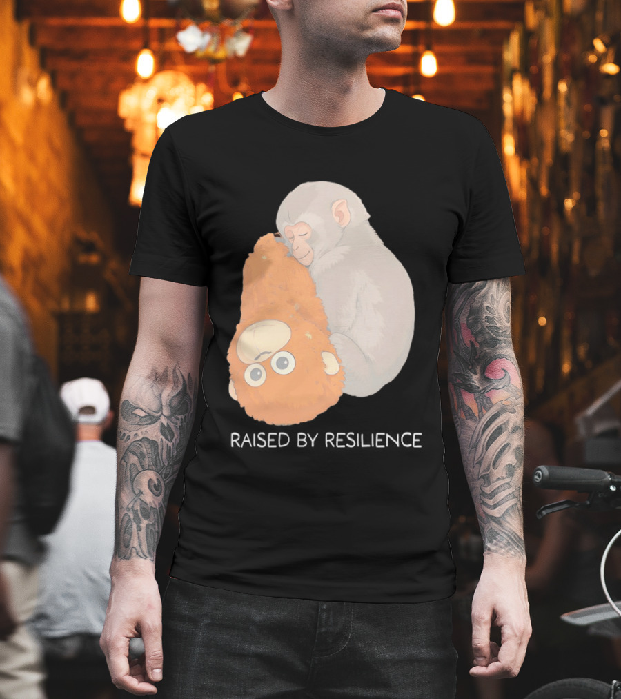 Monkey Cuddling Teddy Raised By Resilience T-Shirt
