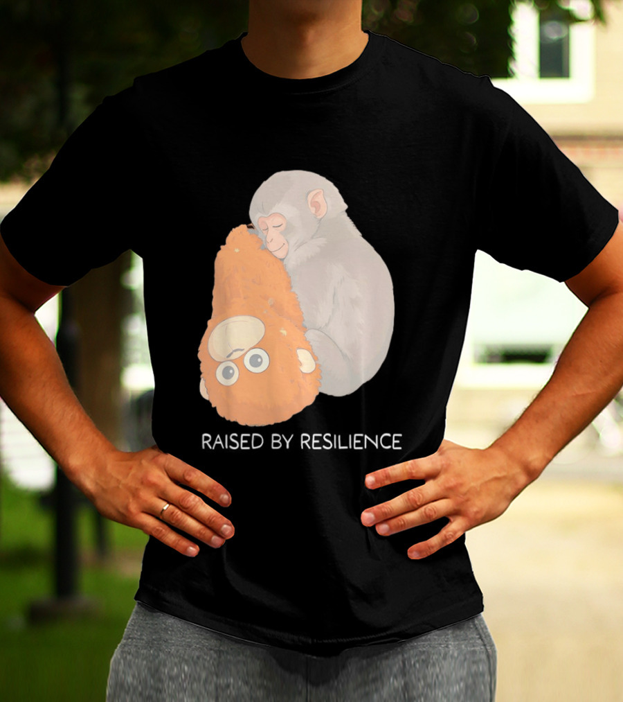 Monkey Cuddling Teddy Raised By Resilience T-Shirt