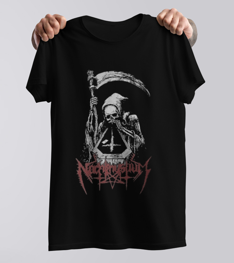 Nachtmystium Grim Reaper Scythe Icon With Cross And White Powder Accents T-Shirt