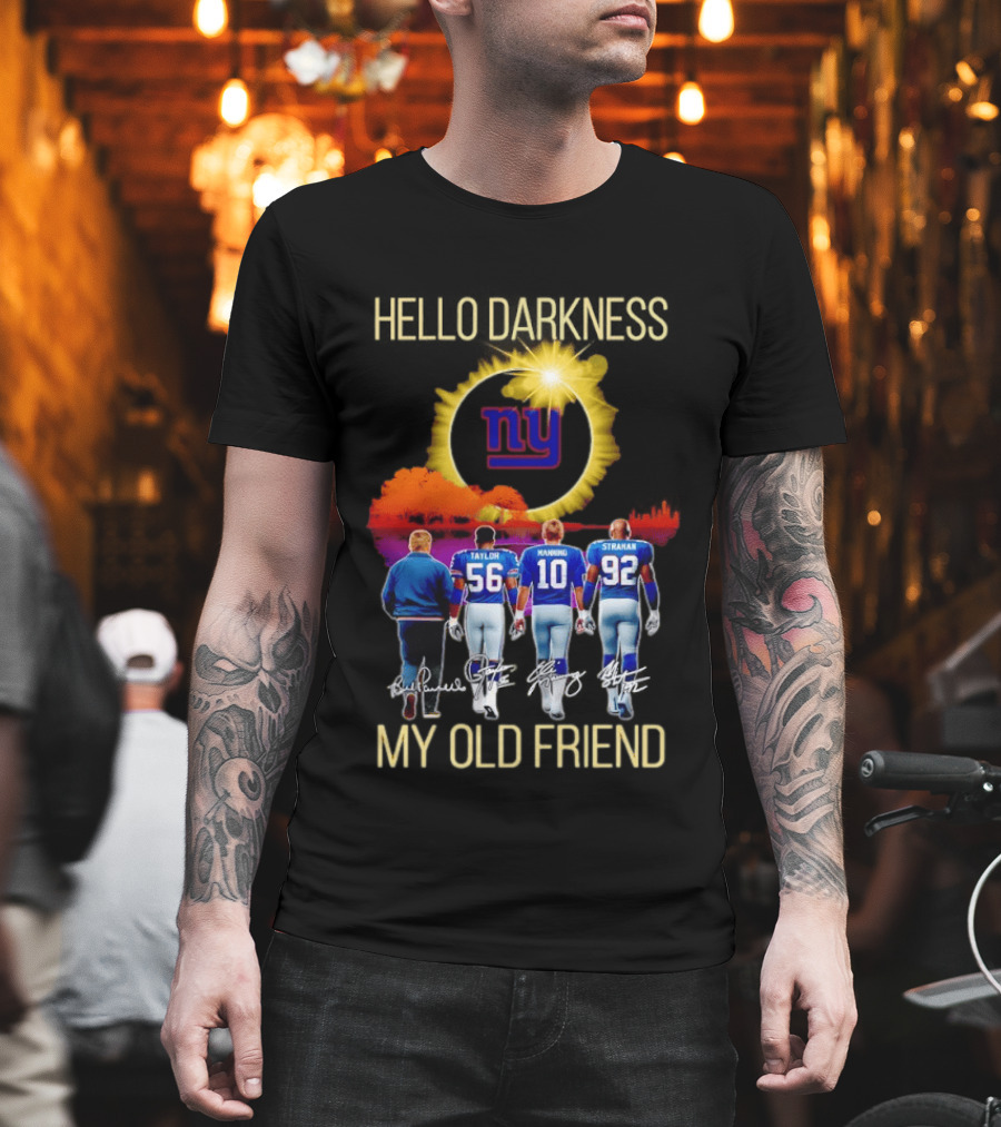 New York Giants Manning Taylor Strahan Hello Darkness NFL T-Shirt