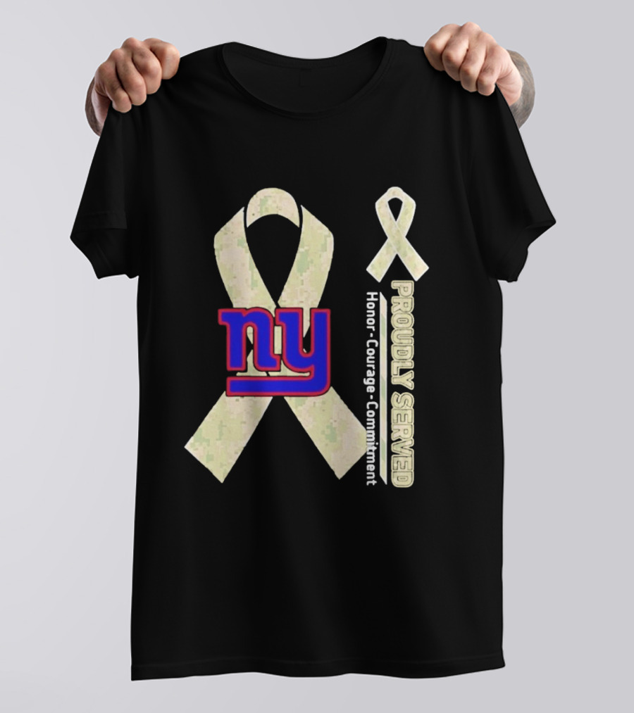 New York Giants NY Ribbon Honor Courage Commitment Proudly Served T-Shirt