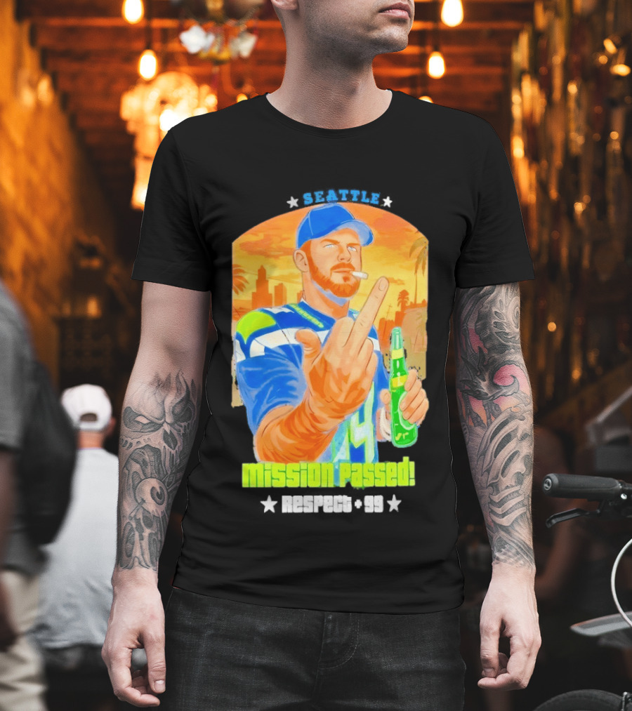 Mission Passed Sam Darnold Seattle Middle Finger Seahawks T-Shirt