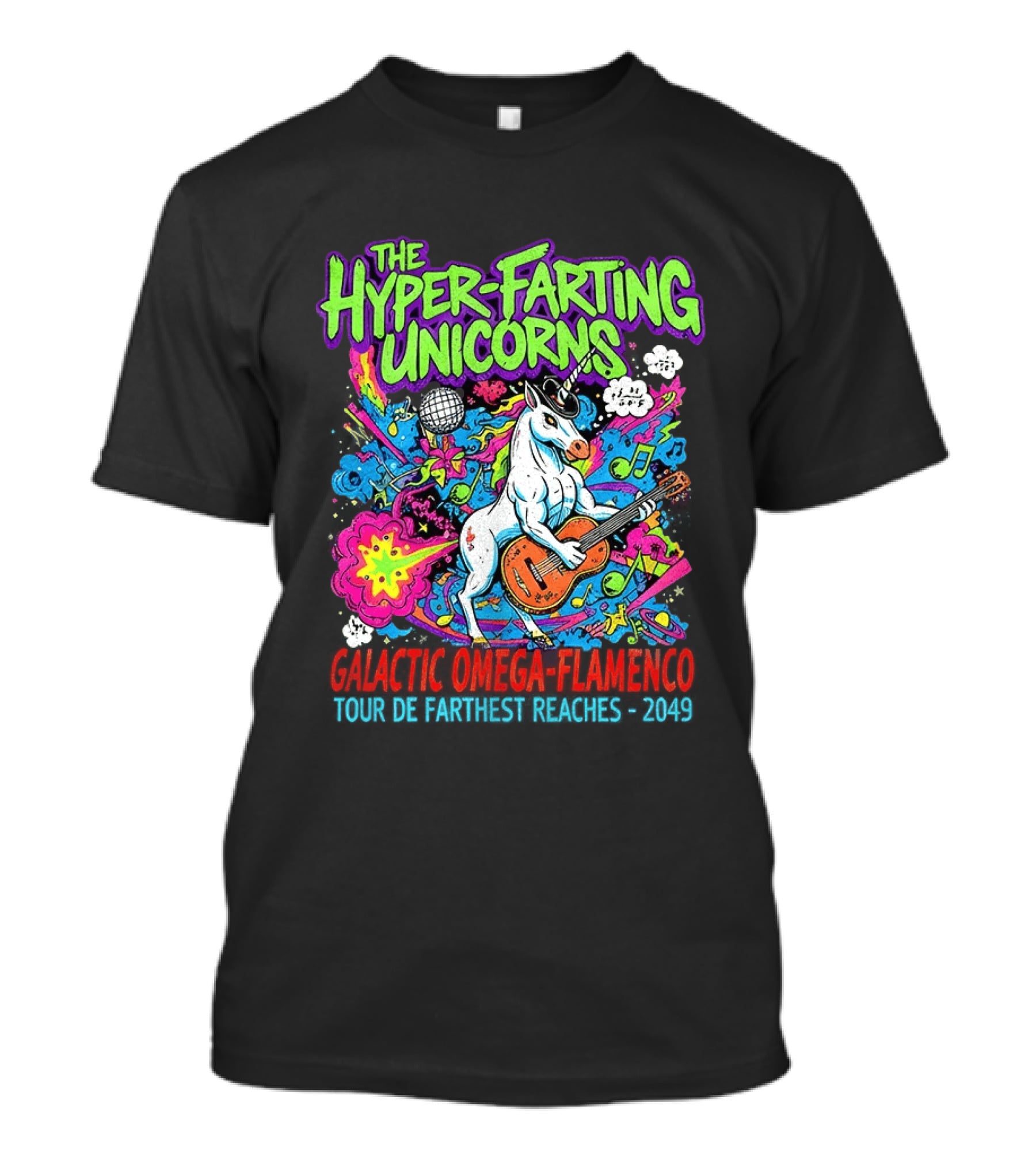 The Hyper Farting Unicorns Galactic Omega Flamenco Tour De Farting Rockers 2019 T-Shirt