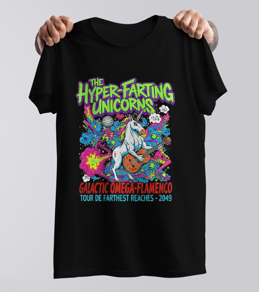 The Hyper Farting Unicorns Galactic Omega Flamenco Tour De Farting Rockers 2019 T-Shirt