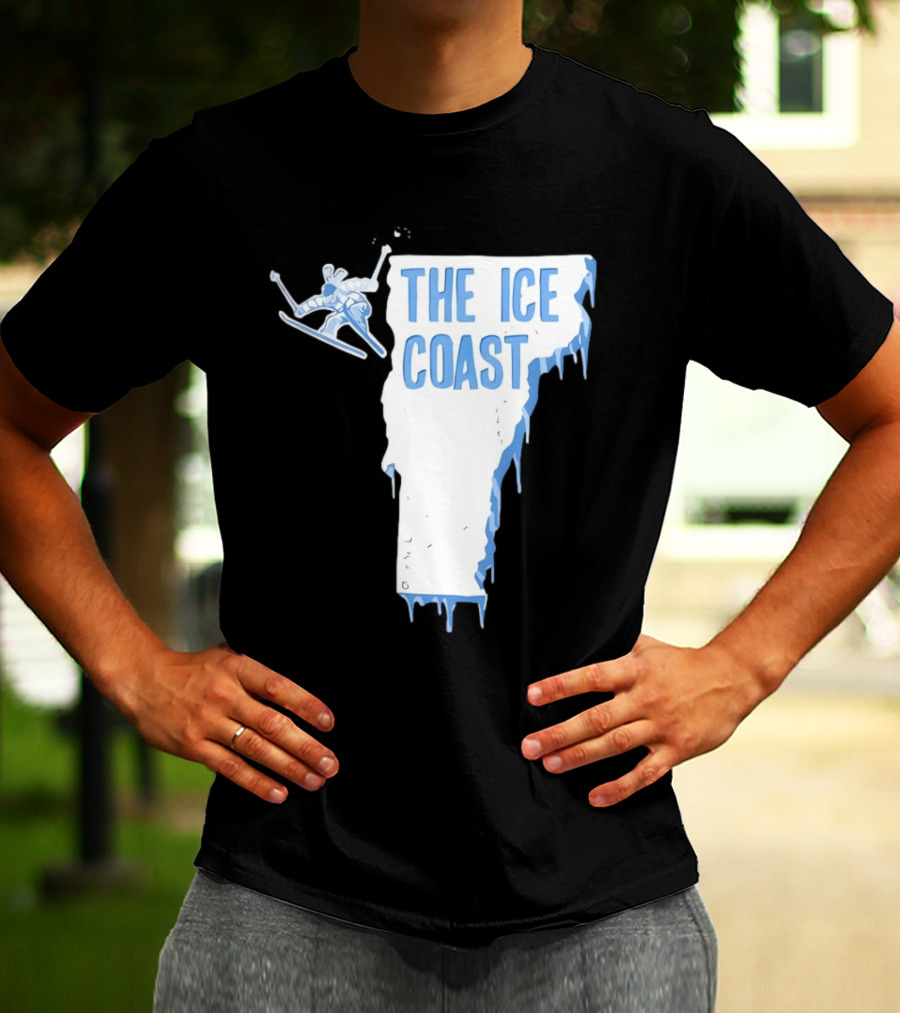 Vermont The Ice Coast Skiing Adventure Map T-Shirt