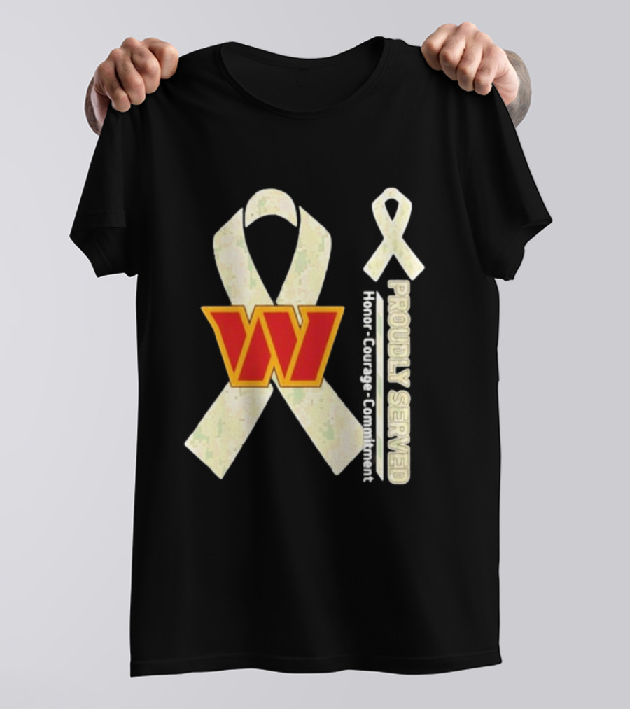 Washington Commanders Breast Cancer Awareness Proudly Served Honor Courage Commitment T-Shirt