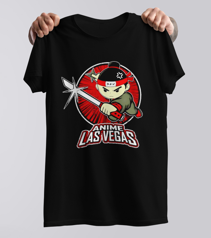 Anime Las Vegas Ninja Warrior With Sword And Headband T-Shirt