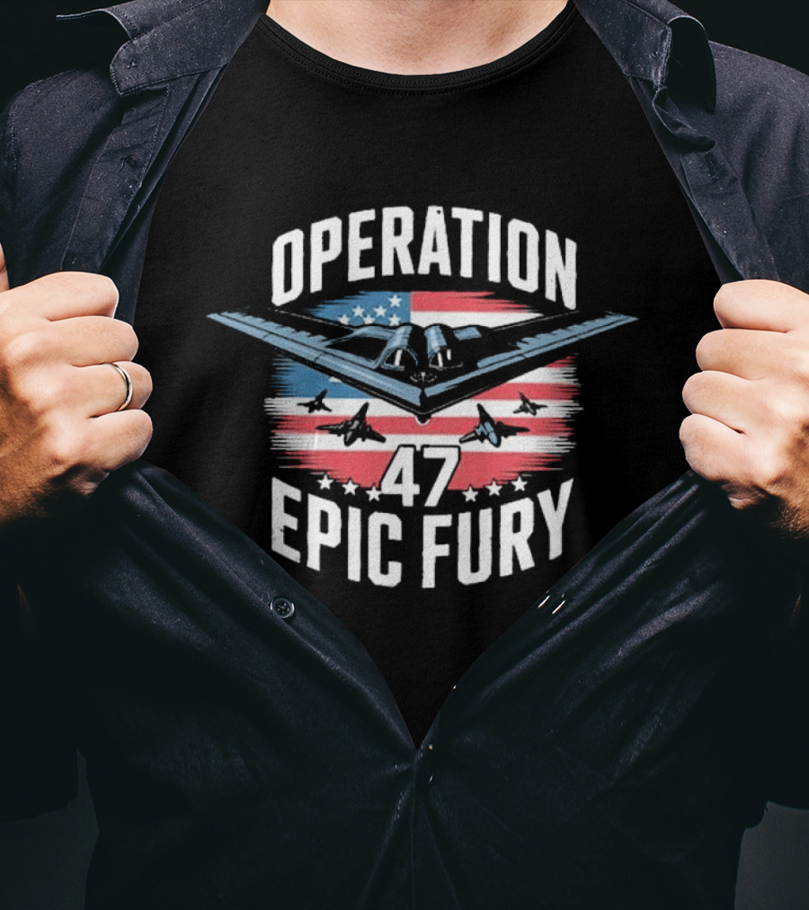 Operation 47 Epic Fury American Flag Stealth Bomber Jets T-Shirt