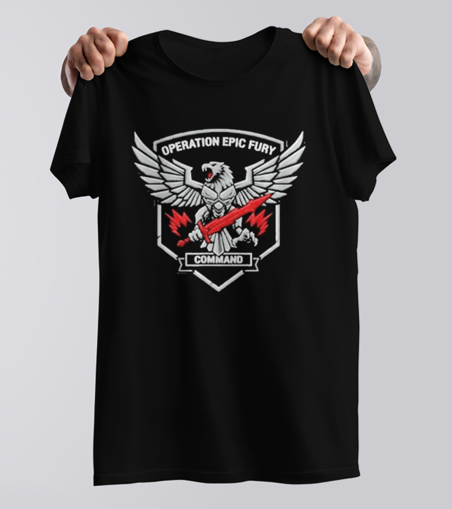 Operation Epic Fury Military Patriotic Soaring Eagle Sword T-Shirt
