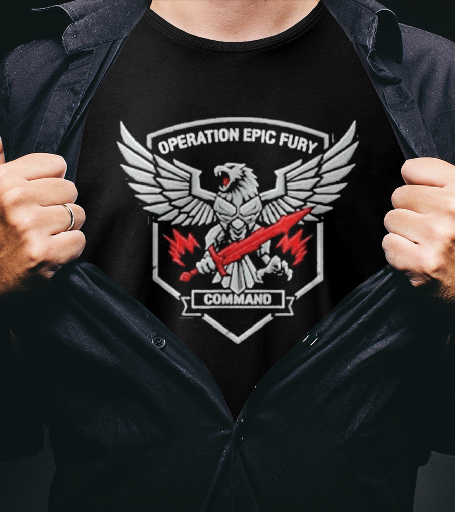 Operation Epic Fury Military Patriotic Soaring Eagle Sword T-Shirt