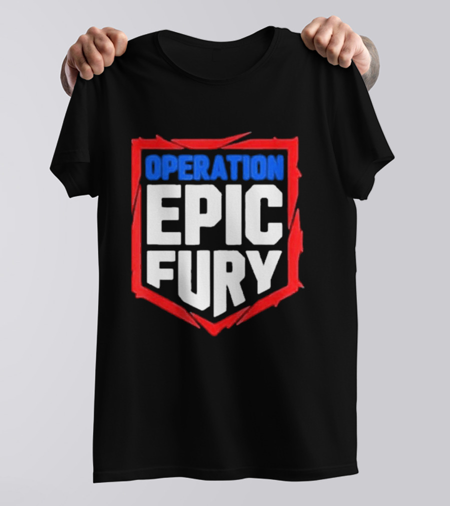 Operation Epic Fury Bold Patriotic Text Shield T-Shirt