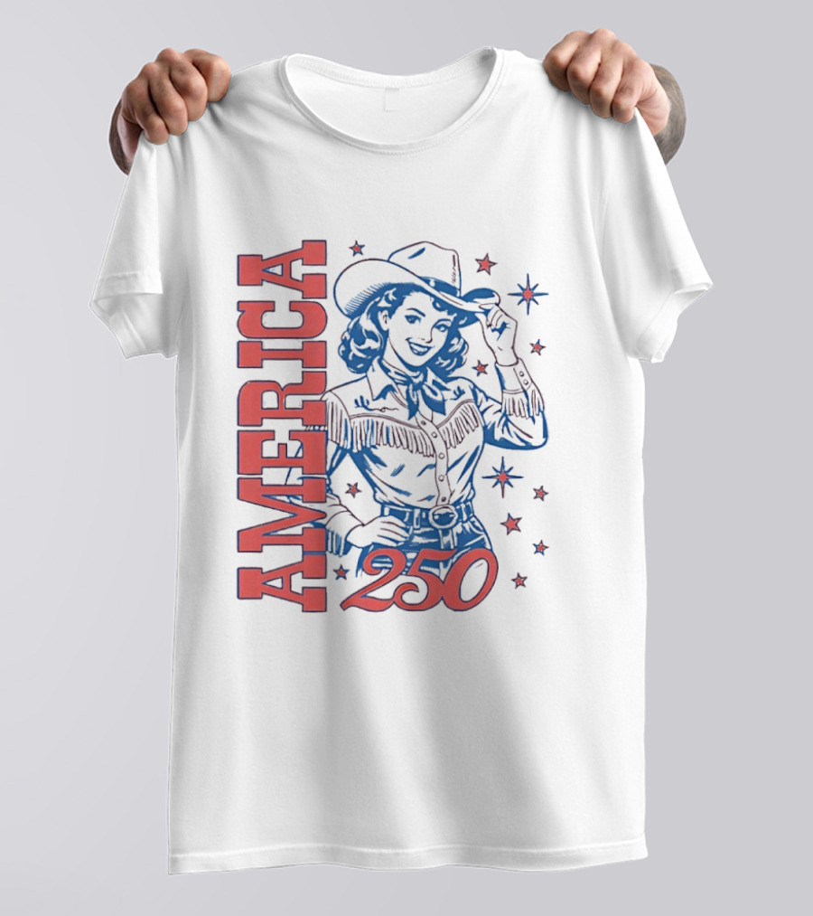 America 250 Western Girl Vintage Cowgirl T-Shirt