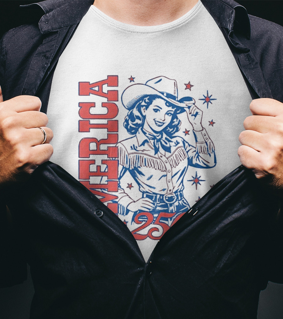America 250 Western Girl Vintage Cowgirl T-Shirt
