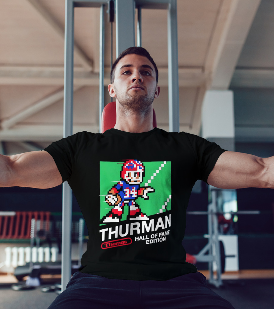 Thurman 34 Hall Of Fame Edition Buffalo Bills Pixel Art Retro Football T-Shirt