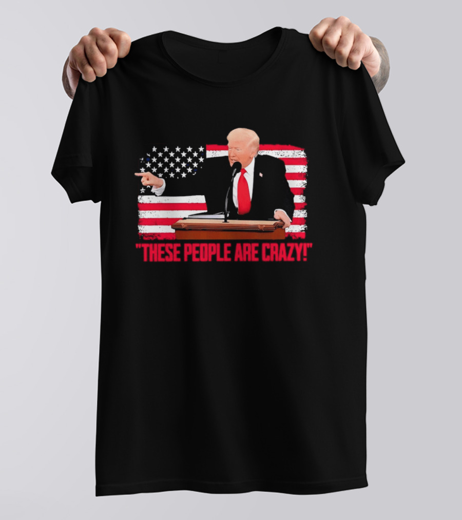 Trump President Pointing These People Are Crazy American Flag T-Shirt