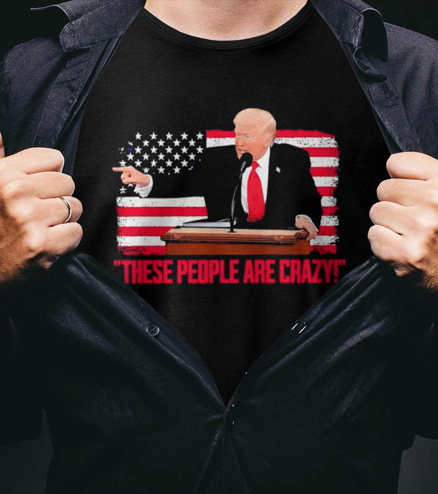 Trump President Pointing These People Are Crazy American Flag T-Shirt