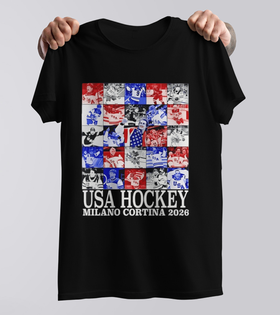 USA Hockey Team Collage Milano Cortina 2026 T-Shirt
