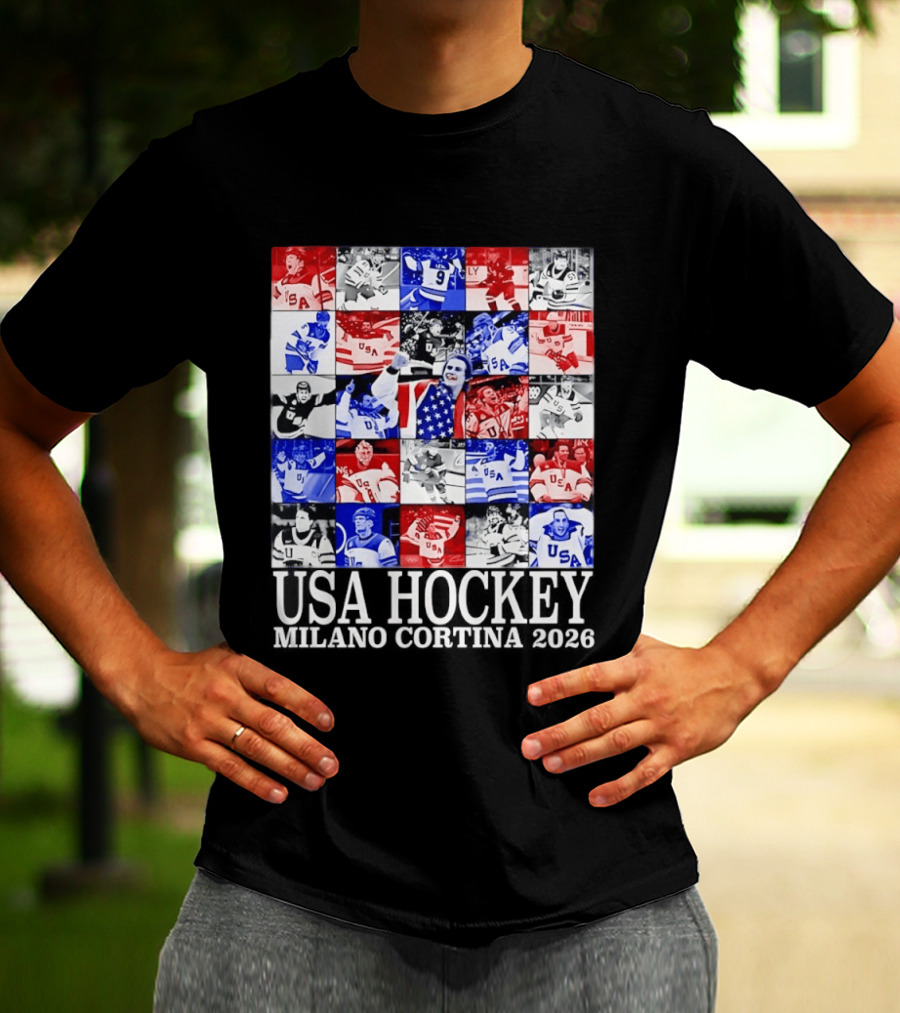 USA Hockey Team Collage Milano Cortina 2026 T-Shirt