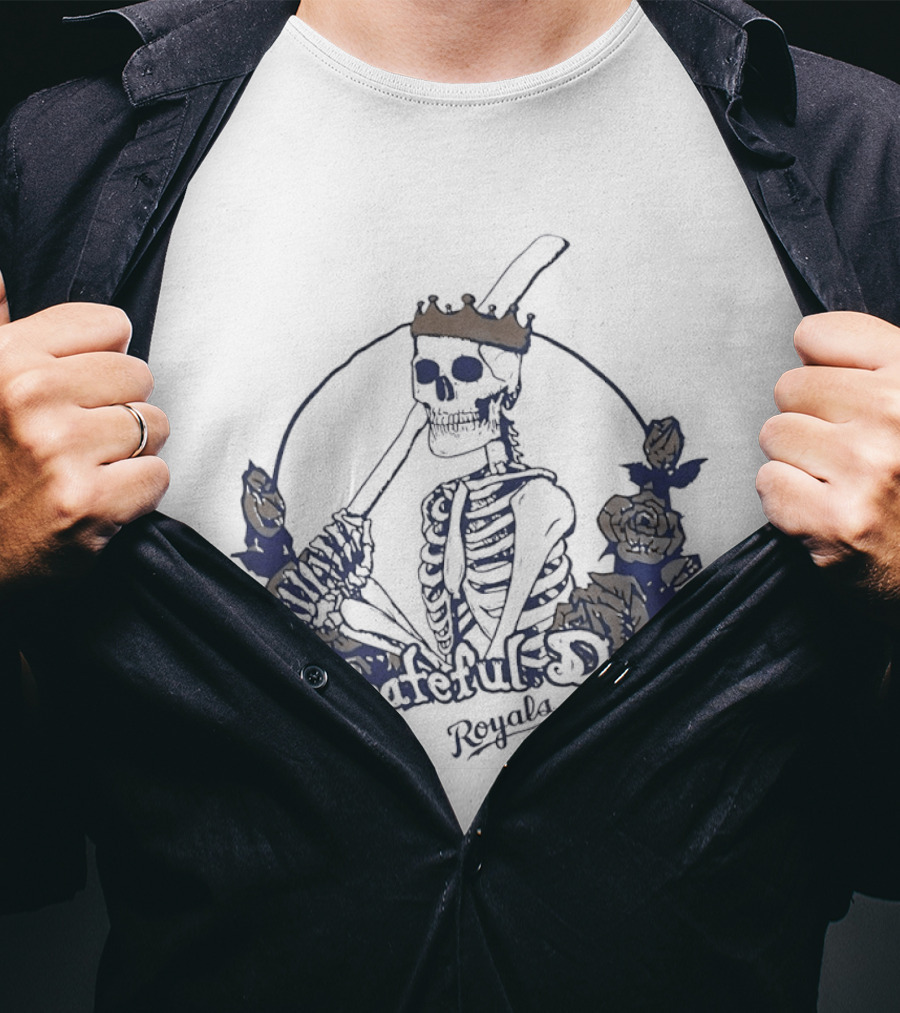 Grateful Dead Skeleton Kansas City Royals Roses T-Shirt