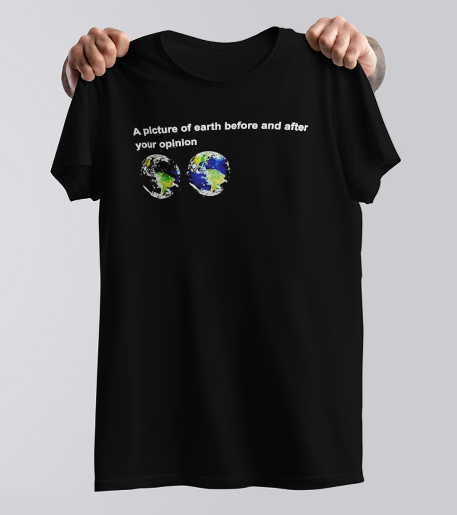 A Picture Of Earth Before And After Your Opinion Earth Globe Humor T-Shirt