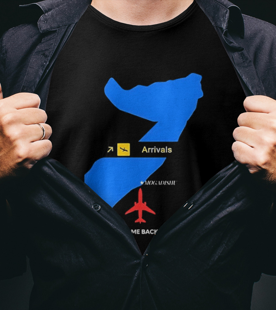 Arrivals Mogadishu Welcome Back Home Somalia Map Airplane T-Shirt