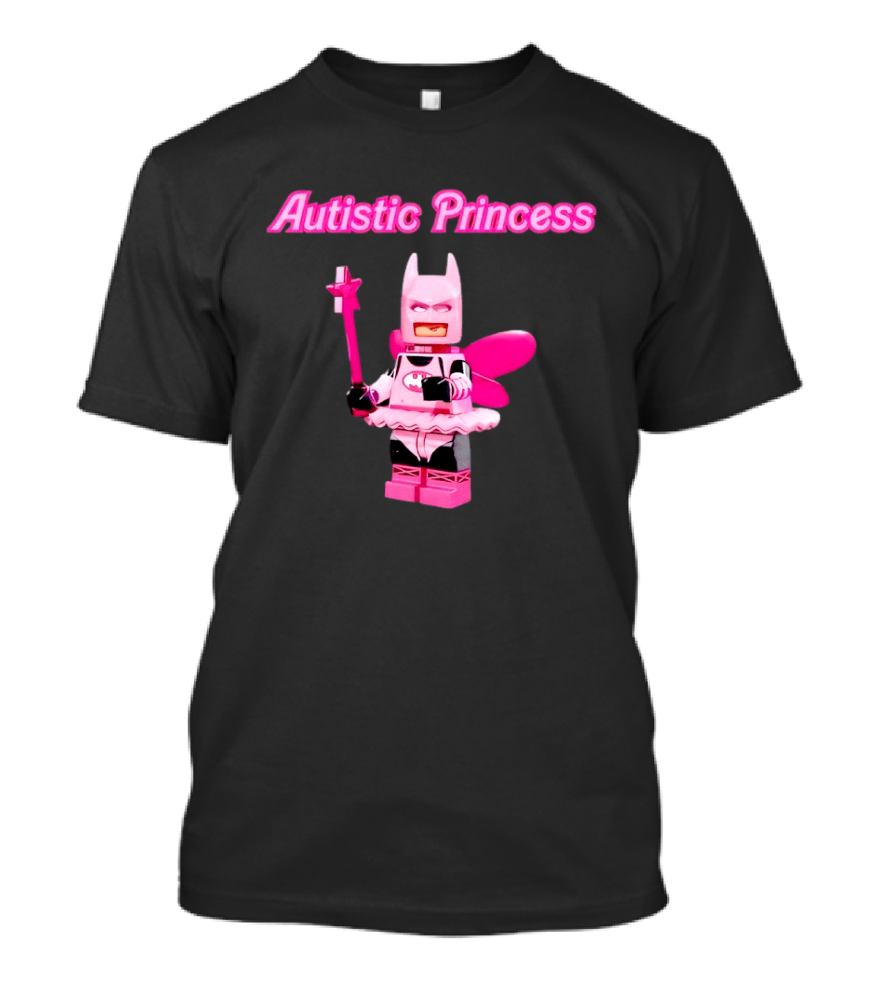 Autistic Princess Pink Batman Figurine With Fairy Wings And Wand T-Shirt