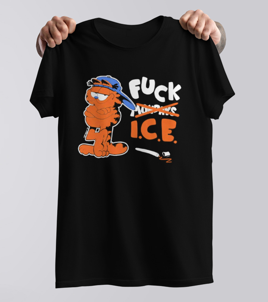 F*** ICE Orange Cat With Blue Hat T-Shirt