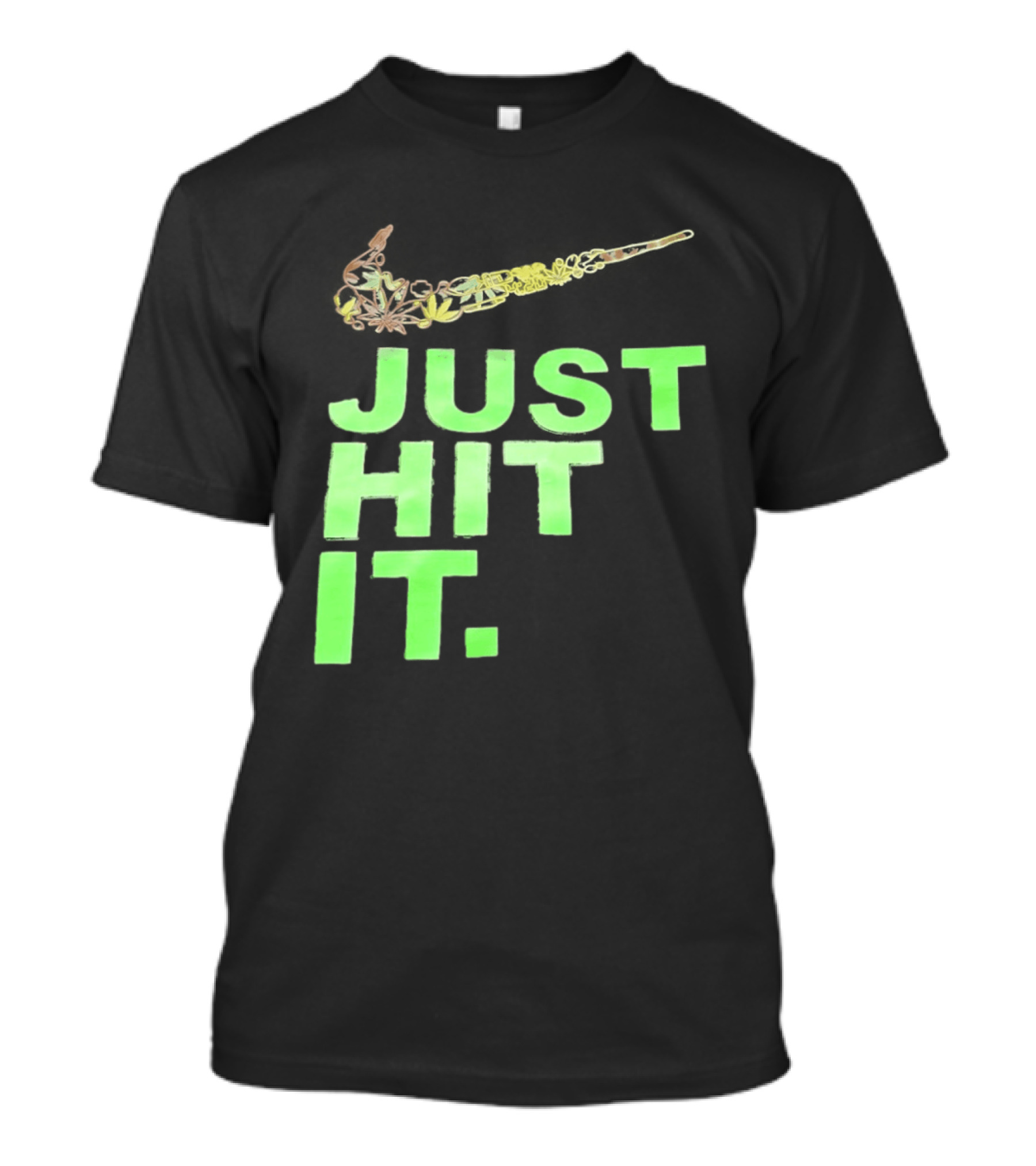 Just Hit It Classic Swoosh Flaming Bat Baseball T-Shirt