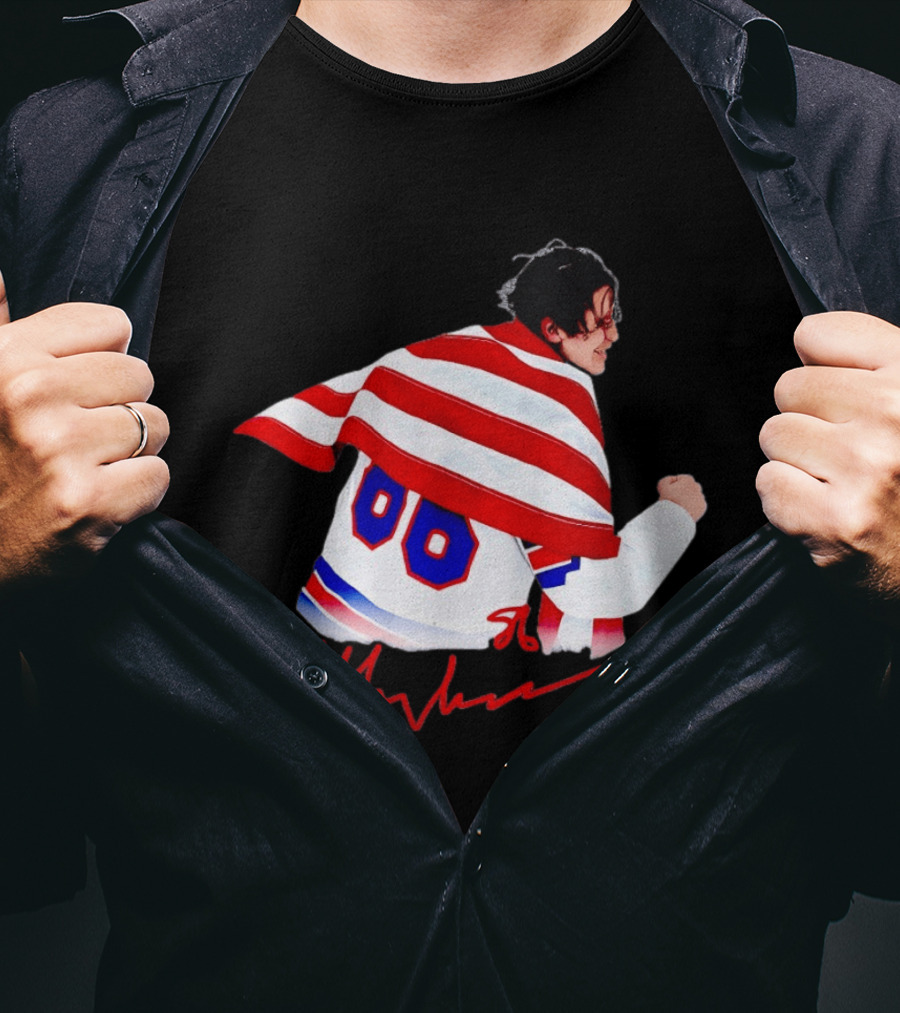 Love Hughes Jack USA 86 Autograph American Flag T-Shirt