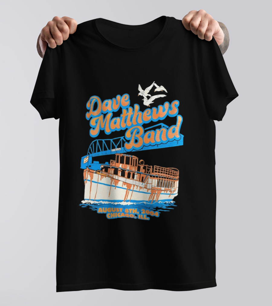 Dave Matthews Band August 8th 2004 Chicago Ill Blue Orange Boat Concert T-Shirt