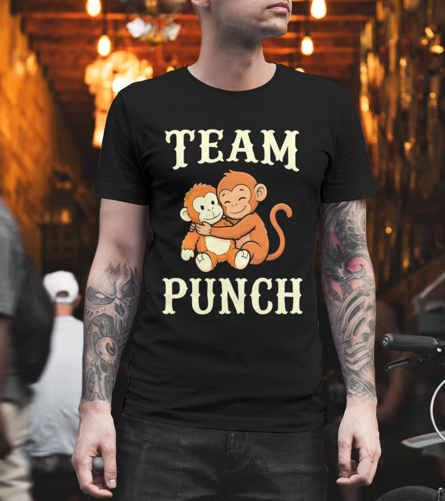 Team Punch Monkey Hugging Companions T-Shirt