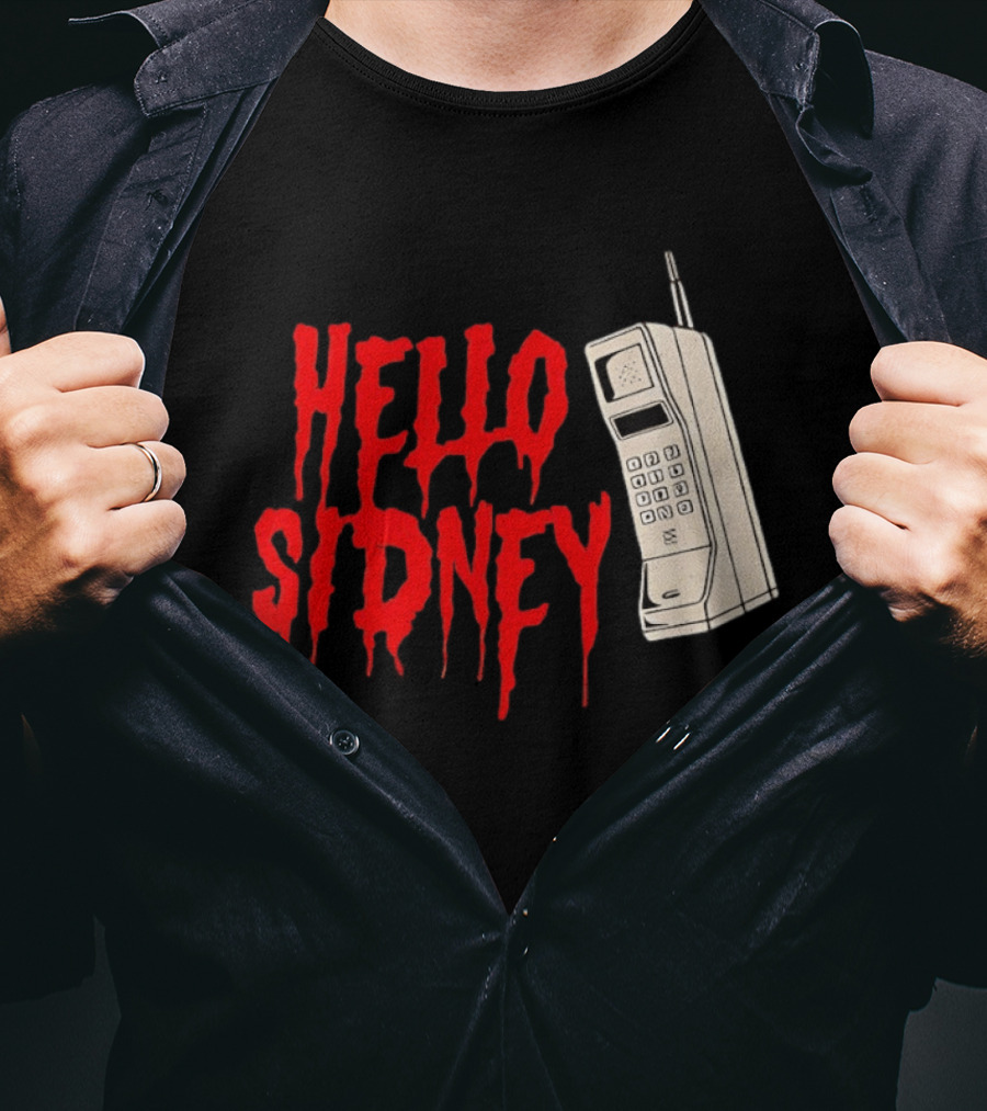 Hello Sidney Scream Movie Vintage Phone Dripping Blood T-Shirt