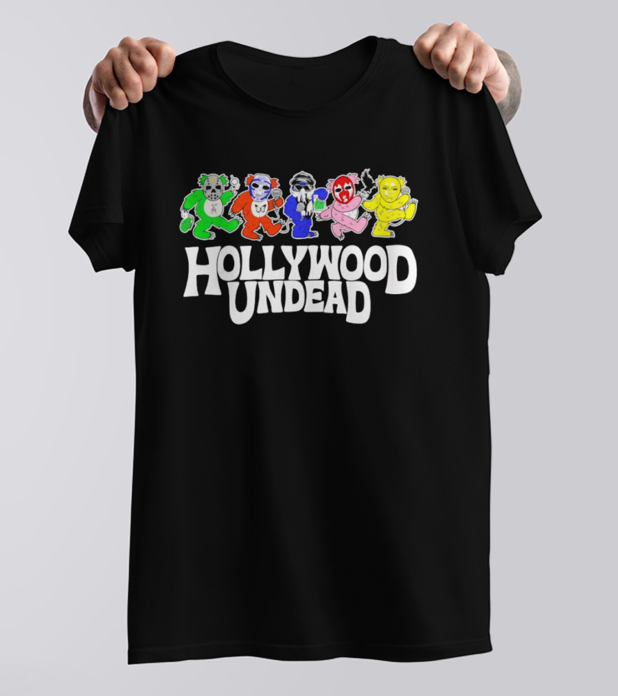 Hollywood Undead Colorful Dancing Characters Un Dead Head T-Shirt