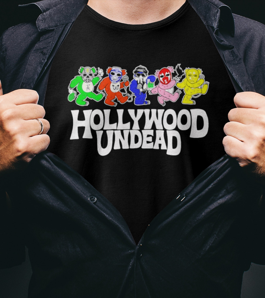 Hollywood Undead Colorful Dancing Characters Un Dead Head T-Shirt