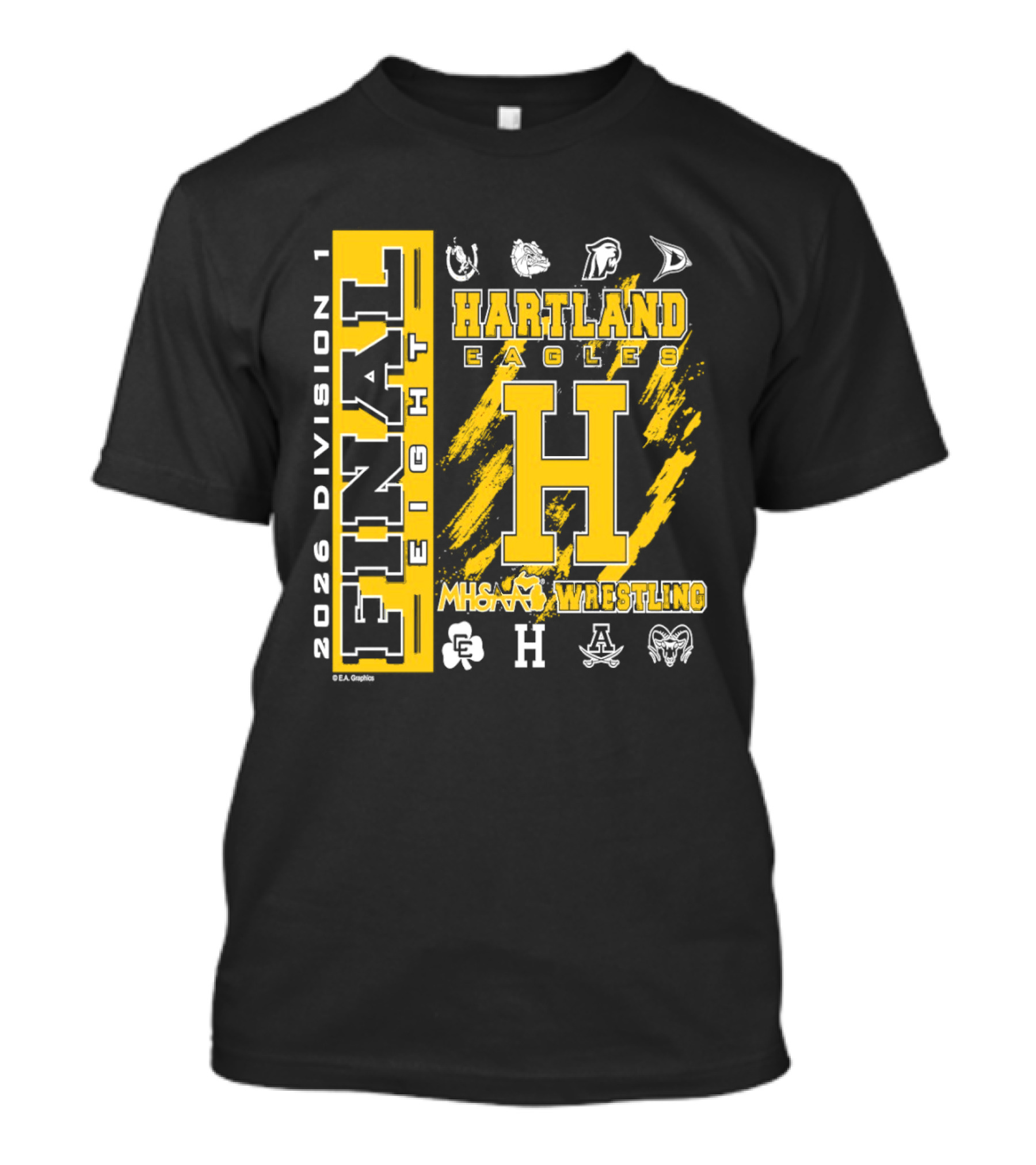 2026 Division 1 Final Eight Hartland Eagles Wrestling MHSAA T-Shirt