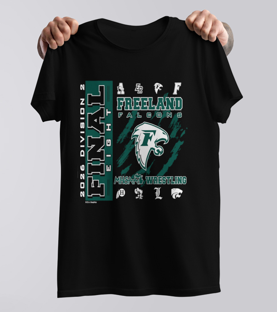 2026 Division 2 Final Eight Freeland Falcons MHSAA Wrestling T-Shirt