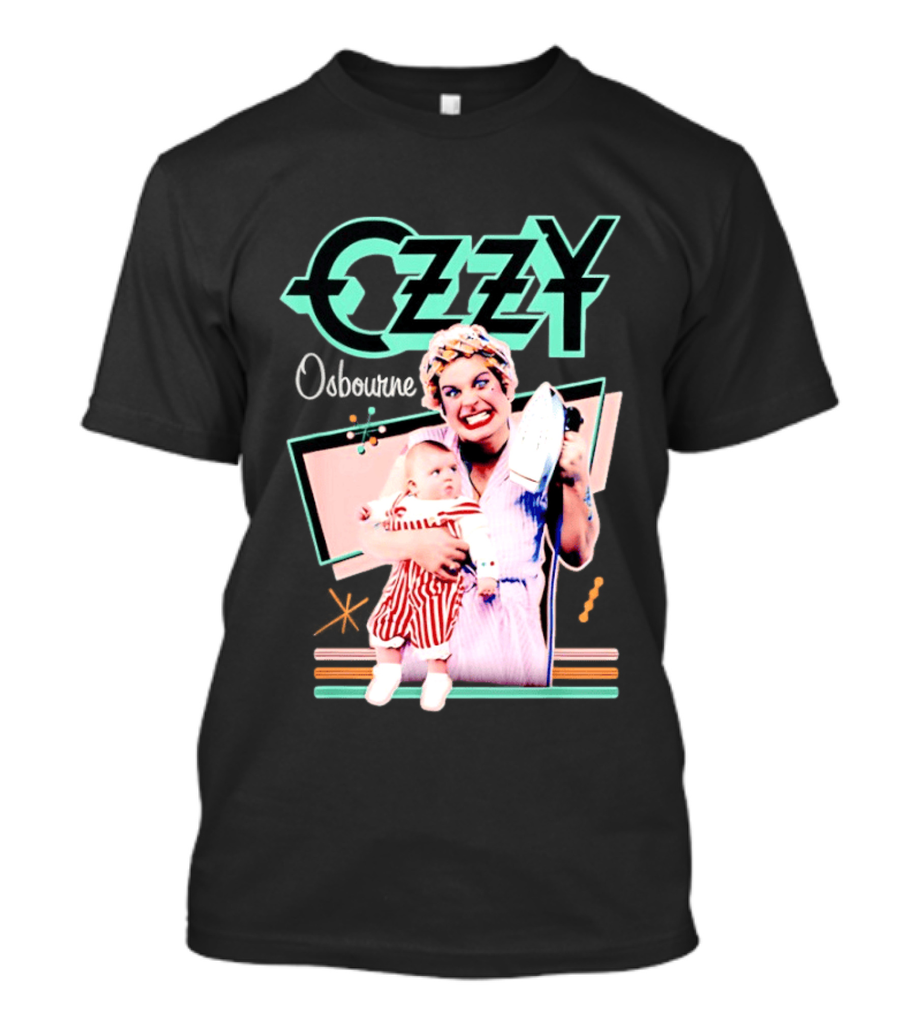 Ozzy Osbourne Retro Woman Holding Baby With Iron T-Shirt