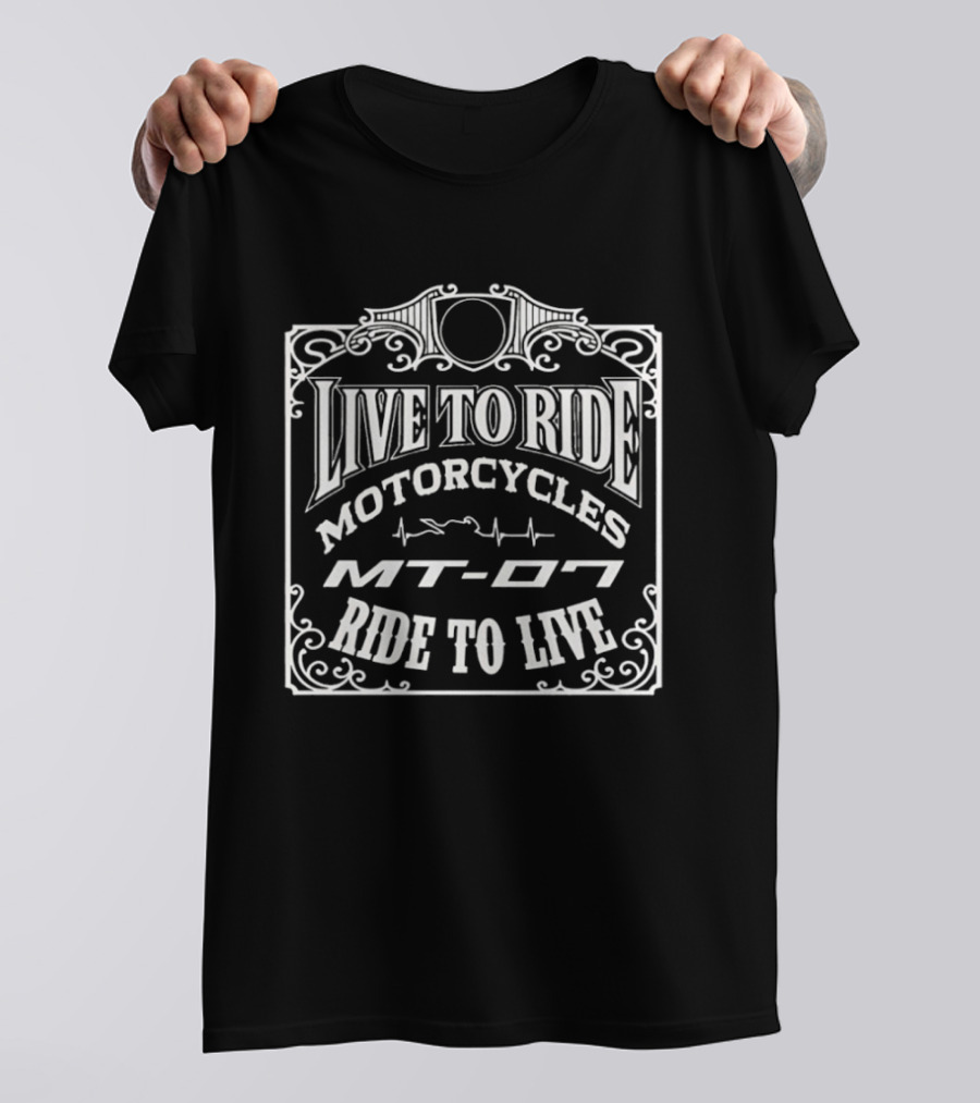 Live To Ride MT 07 Motorcycles Ride To Live Heatbeat T-Shirt