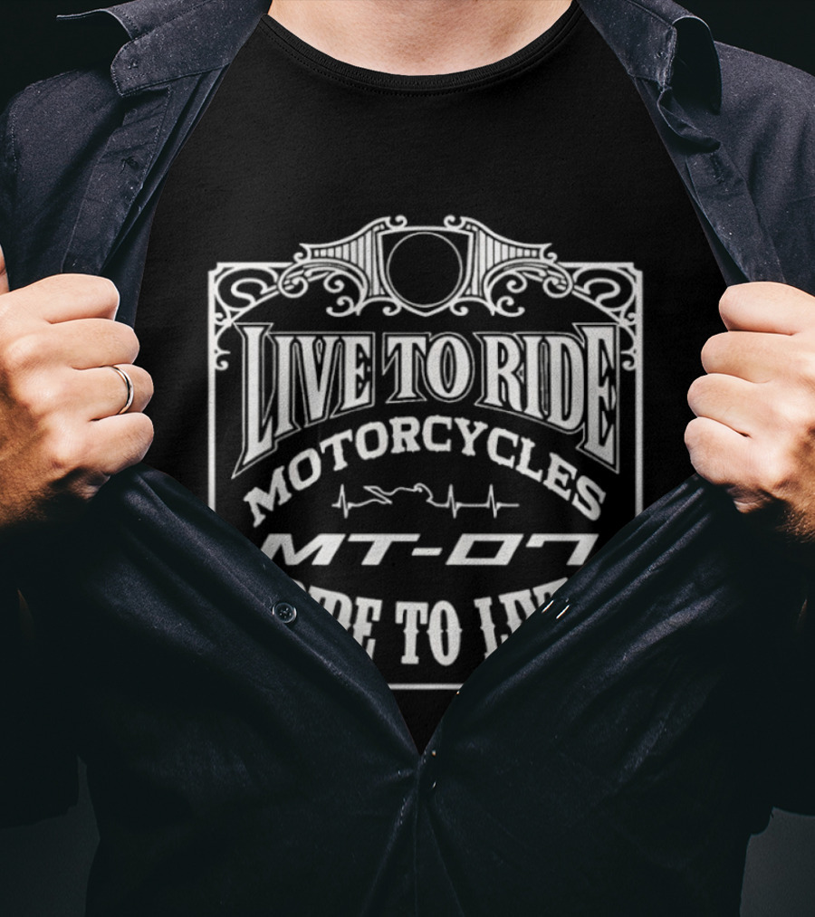Live To Ride MT 07 Motorcycles Ride To Live Heatbeat T-Shirt