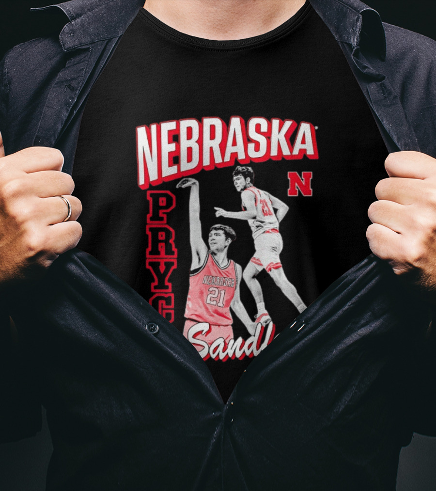 Pryce Sandfort 21 Nebraska Cornhuskers Basketball Team Iconic Red Jersey T-Shirt
