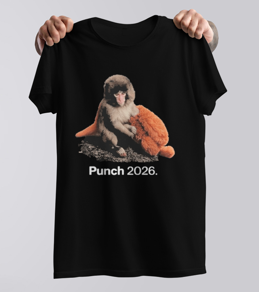 Punch Monkey 2026 Hugging Plush Toy T-Shirt