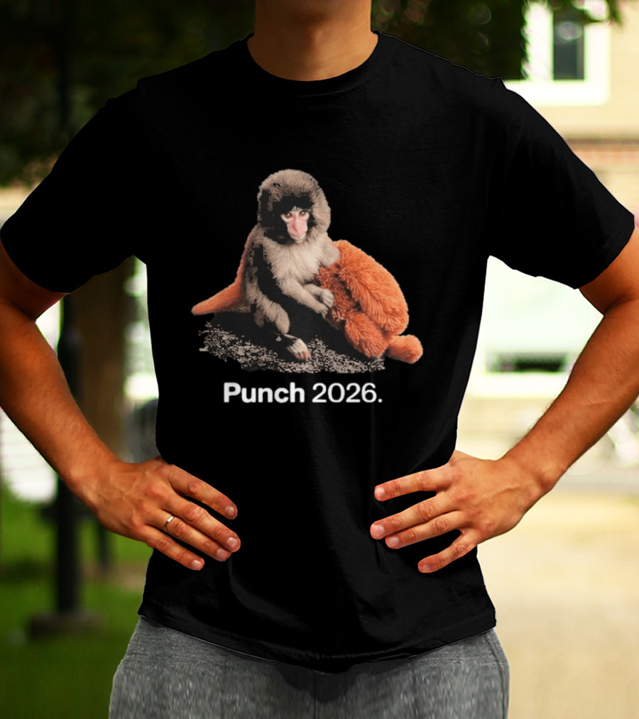 Punch Monkey 2026 Hugging Plush Toy T-Shirt