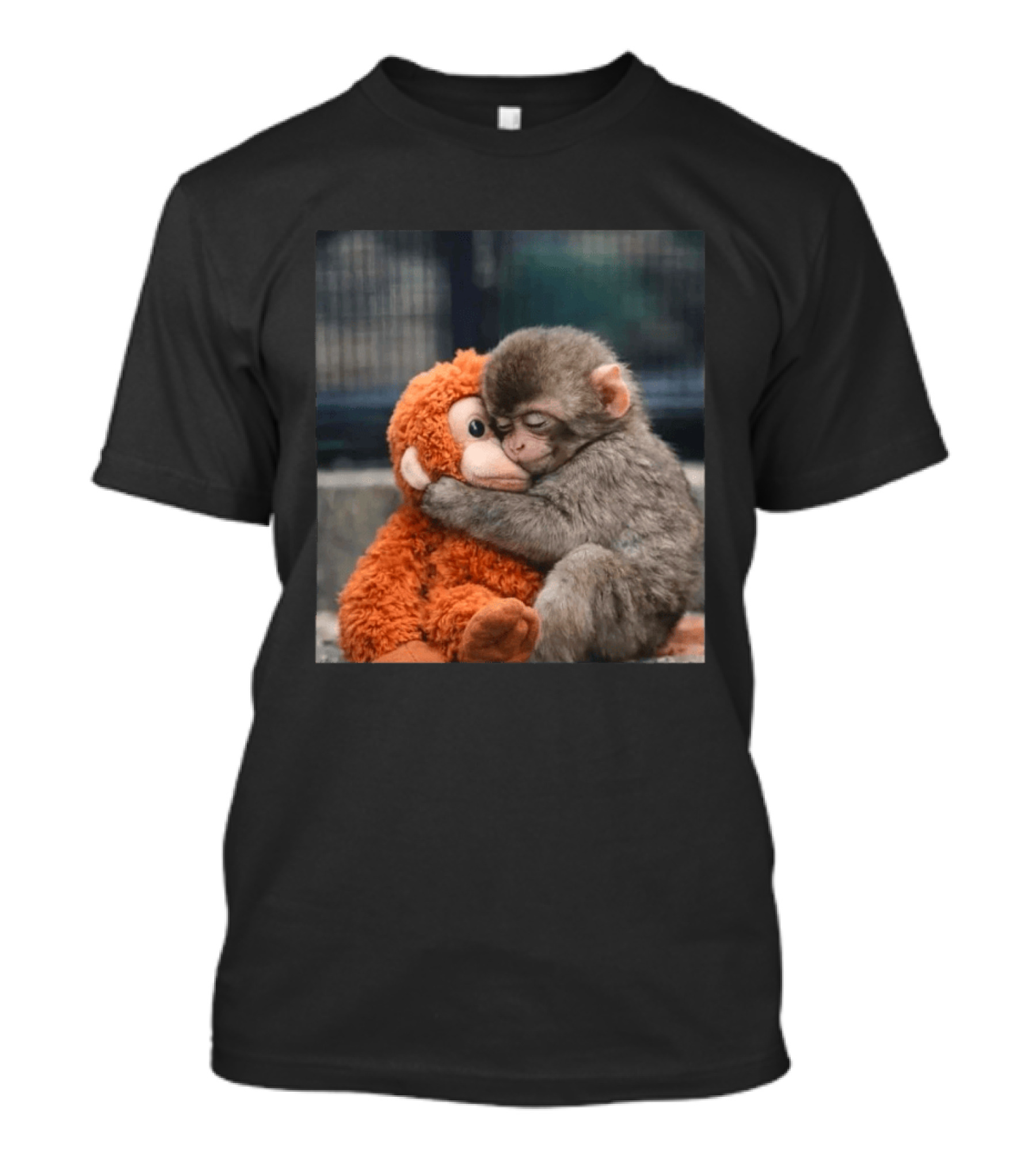 Punch Monkey Cute Baby Monkey Hugging Stuffed Toy T-Shirt